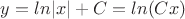 $y=ln|x|+C=ln(Cx)$