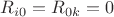 $R_{i 0}=R_{0k}=0$