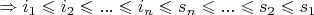 $\Rightarrow i_1\leqslant i_2\leqslant...\leqslant i_n \leqslant s_n \leqslant...  \leqslant s_2\leqslant s_1$