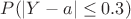 $P(|Y-a|\le0.3)$