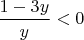 $\dfrac{1-3y}{y}<0$