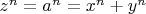 $z^n=a^n=x^n+y^n$