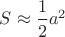 $S\approx\dfrac12a^2$