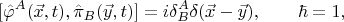 $$[\hat{\varphi}^A(\vec{x},t),\hat{\pi}_B(\vec{y},t)]=i\delta^A_B\delta(\vec{x}-\vec{y}),\qquad\hbar=1,$$