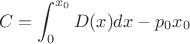 $$ C = \int_{0}^{x_0} D(x) dx - p_0x_0$$