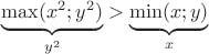 $\underbrace{\max(x^2;y^2)}_{y^2} >\underbrace{\min(x;y)}_{x}$