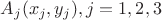 $A_j(x_j,y_j), j=1,2,3$