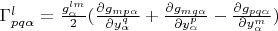 $\Gamma^l_{pq\alpha}=\frac{g^{lm}_{\alpha}}{2}(\frac{\partial g_{mp\alpha}}{\partial y^q_{\alpha}}+\frac{\partial g_{mq\alpha}}{\partial y^p_{\alpha}}-\frac{\partial g_{pq\alpha}}{\partial y^m_{\alpha}})$
