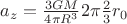 $a_z=\frac{3GM}{4\pi R^3}2\pi\frac23 r_0$