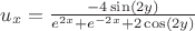 $u_x=\frac{-4\sin(2y)}{e^{2x}+e^{-2x}+2\cos(2y)}$