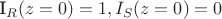 I_R(z=0)=1, I_S(z=0)=0