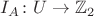 $I_A\colon U\to\mathbb Z_2$