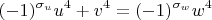 $$ (-1)^{\sigma_u}u^4+v^4=(-1)^{\sigma_w}w^4 $$