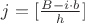 $j=[\frac{B-i \cdot b}{h}]$