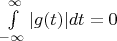 $\int\limits_{-\infty}^{\infty}|g(t)|dt=0$