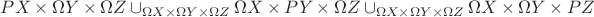 $ PX\times \Omega Y \times \Omega Z \cup_{\Omega X\times \Omega Y\times \Omega Z} \Omega X\times PY \times \Omega Z \cup_{\Omega X\times \Omega Y\times \Omega Z} \Omega X\times \Omega Y \times PZ$ $ PX\times \Omega Y \times \Omega Z \cup_{\Omega X\times \Omega Y\times \Omega Z} \Omega X\times PY \times \Omega Z \cup_{\Omega X\times \Omega Y\times \Omega Z} \Omega X\times \Omega Y \times PZ$