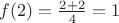 $f(2)=\frac{2+2}{4}=1$