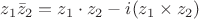 $z_1\bar z_2 = z_1\cdot z_2 - i(z_1\times z_2)$