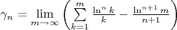 $\gamma_n=\lim\limits_{m\to\infty}\left(\sum\limits_{k=1}^m\frac{\ln^n k}{k}-\frac{\ln ^{n+1} m}{n+1}\right)$