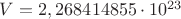 $V=2,268414855\cdot10^{23}$