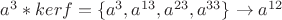 $a^3*ker f=\{a^3,a^{13},a^{23},a^{33}\} \to a^{12}$