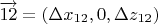 $\overrightarrow{12}=(\Delta x_{12},0,\Delta z_{12})$