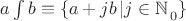 $\[a\int b  \equiv \left\{ {a + jb\left| {j \in \mathbb{N}} \right._0 } \right\}\]$
