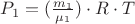 $P_1\cdotV=(\frac{m_1} {\mu_1})\cdot R\cdot T$