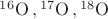 $\mathrm{^{16}O\,}, \mathrm{^{17}O\,}, \mathrm{^{18}O\,}$ $\mathrm{^{16}O\,}, \mathrm{^{17}O\,}, \mathrm{^{18}O\,}$
