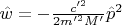 $\hat{w} = - \frac{c'^2}{2m'^2 M' } \hat{p}^2  $