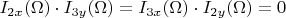 $I_{2x}(\Omega)\cdot I_{3y}(\Omega)=I_{3x}(\Omega)\cdot I_{2y}(\Omega)=0$