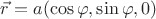 $\vec r = a(\cos\varphi,\sin\varphi,0)$