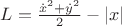 $L=\frac{\dot{x}^2+\dot{y}^2}{2}-|x|$