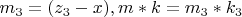 $ m_3=(z_3-x), m*k=m_3*k_3 $