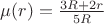 $\mu(r)=\frac{3R+2r}{5R}$