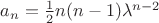 $\[{a_n} = \frac{1}{2}n(n - 1){\lambda ^{n - 2}}\]$