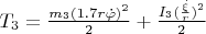 $T_3=\frac {m_3(1.7r\dot\varphi)^2}{2}+\frac {I_3(\frac {\dot\xi}{r})^2}{2}$