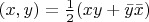 $(x,y) = \frac12(xy + \bar{y}\bar{x})$