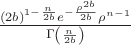 $\frac{\left(2 b \right)^{1-\frac{n}{2 b}} e^{-\frac{\rho ^{2 b}}{2 b}} \rho ^{n-1}}{\Gamma \left(\frac{n}{2 b}\right)}$ $\frac{\left(2 b \right)^{1-\frac{n}{2 b}} e^{-\frac{\rho ^{2 b}}{2 b}} \rho ^{n-1}}{\Gamma \left(\frac{n}{2 b}\right)}$