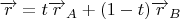 $\overrightarrow{r}=t\overrightarrow{r}_A+(1-t)\overrightarrow{r}_B$