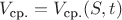 $V_\text{ср.} = V_\text{ср.} (S, t)$