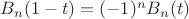 $B_n(1-t)=(-1)^nB_n(t)$