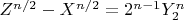 $Z^{n/2}-X^{n/2}=2^{n-1}Y_2^n$