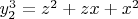 $y_2^3 =z^2 + z x +x^2$