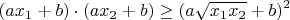 $$(ax_1+b)\cdot(ax_2+b)\ge(a\sqrt{x_1x_2}+b)^2$$