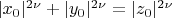 $|x_0|^{2 \nu} + |y_0|^{2 \nu}= |z_0|^{2\nu}$