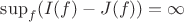 $\sup_f(I(f)-J(f))=\infty$