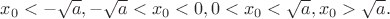 $ x_{0} < -\sqrt{a}, -\sqrt{a} < x_{0} < 0, 0<x_{0}<\sqrt{a}, x_{0}>\sqrt{a}. $