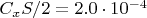 $C_xS/2=2.0\cdot 10^{-4}$