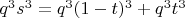 $q^{3}s^{3}=q^{3}(1-t)^{3}+q^{3}t^{3}$